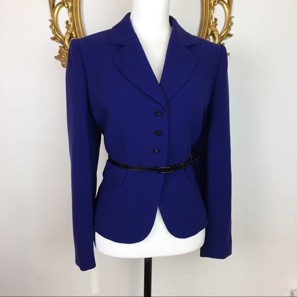 Tahari Royal Blue Blazer with Belt Size 12P
